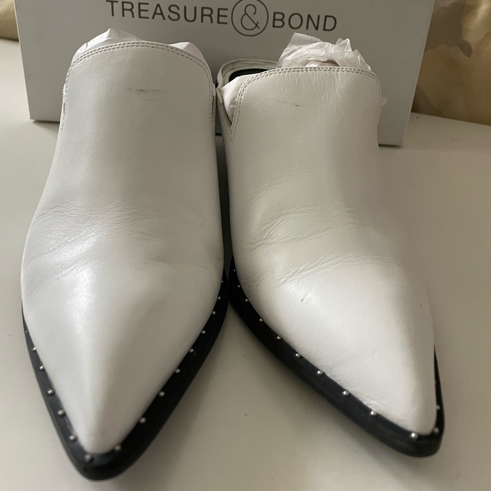 Treasure & Bond white leather mules